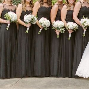 Black Bridesmaid Dress with Lace Trim
